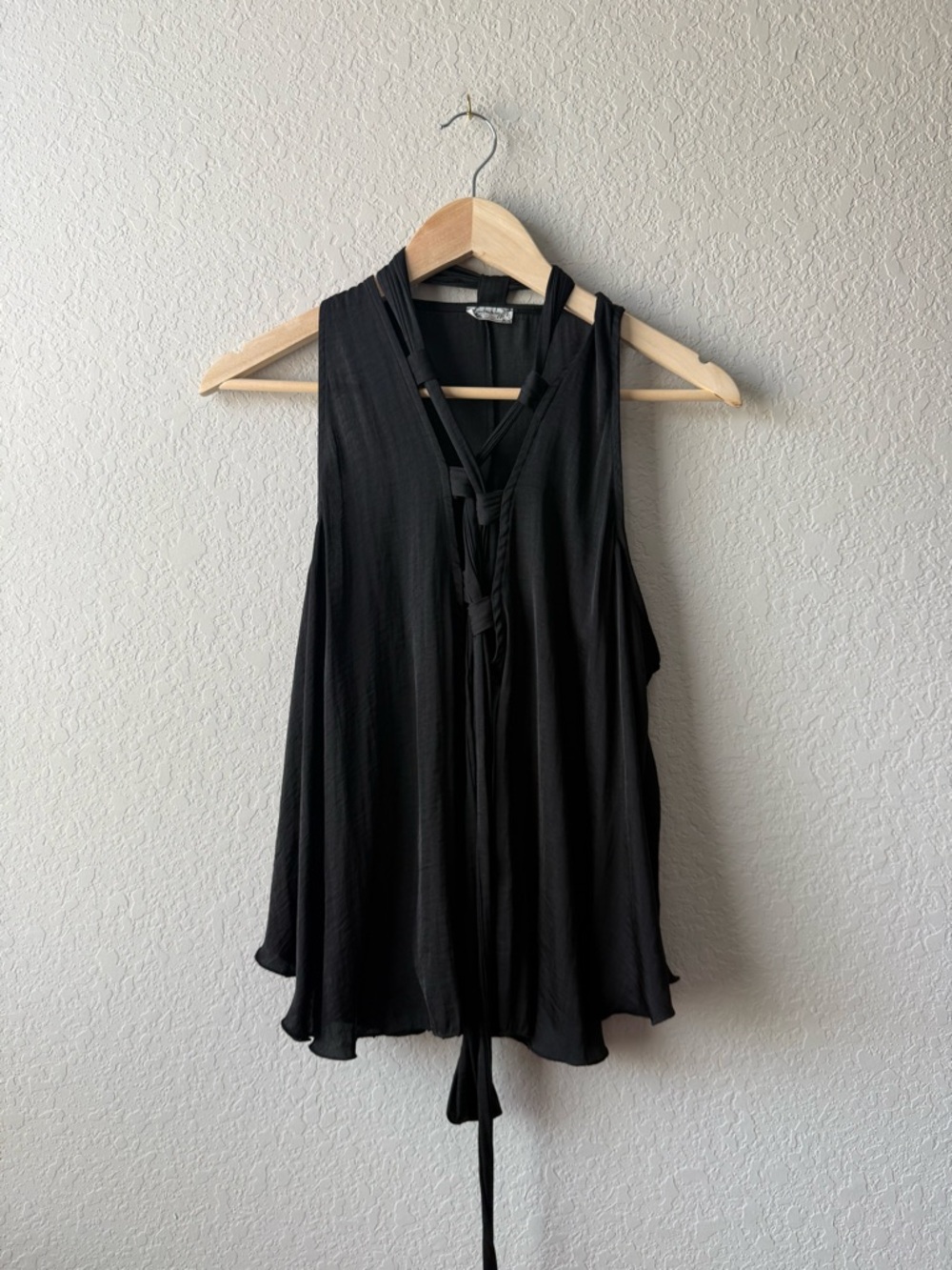 Sleeveless Black Tie-Front Women's‎ Tank Top